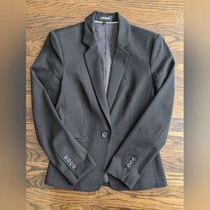 Express Slim Stretch Single Button Black Blazer Size 6